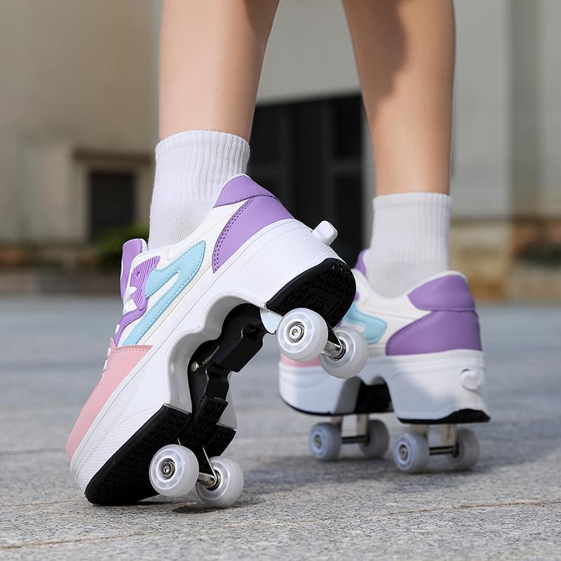 Scarpe da Ginnastica con Ruote Bambino / Bambina Scarpe con Ruote Deformabili Scarpe Pattini a Rotelle Scarpa da Skate Bambina Scarpe da Skate Bambino