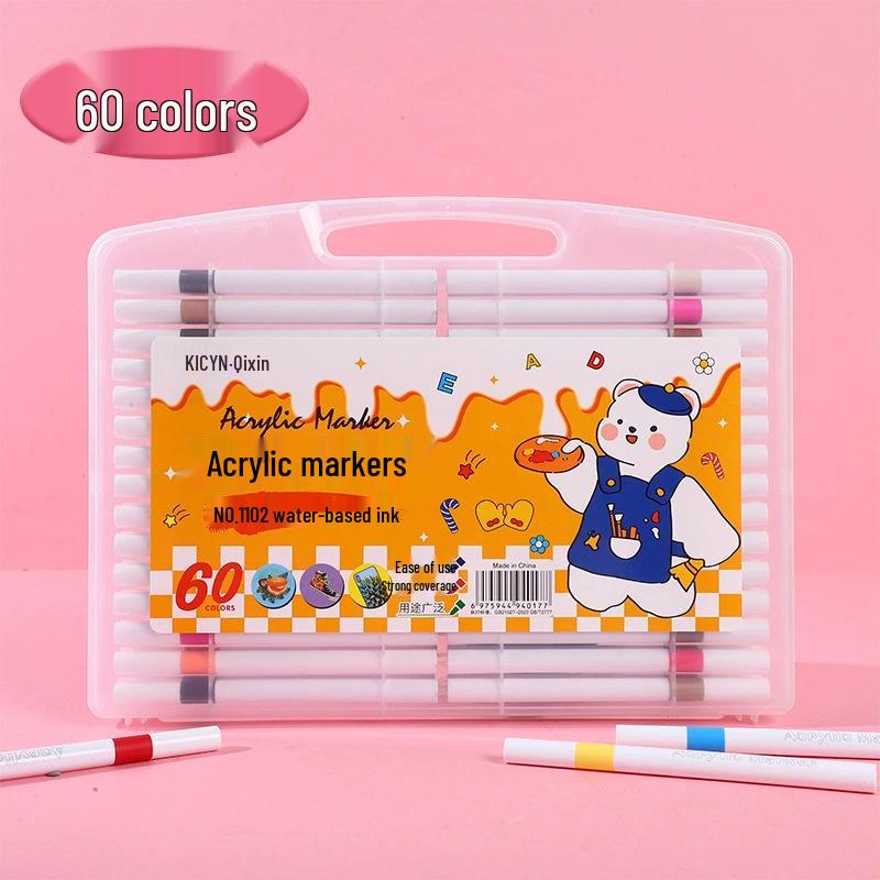 Schnelltrocknende Acrylmarker - 24 Farben, Nicht ausblutend, Schichtbare Aquarellstifte für Kinder-Graffiti und Kunst