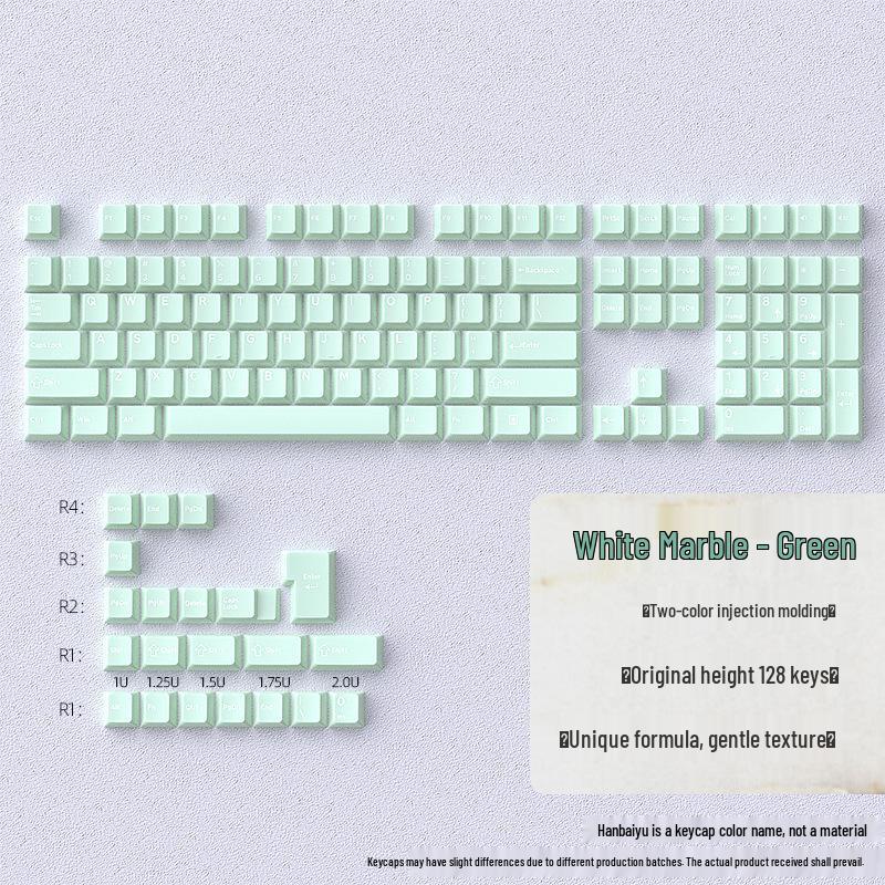 

128-Key Double-Shot White Jade Green and Pink Mechanical Keyboard Keycaps DIY Set