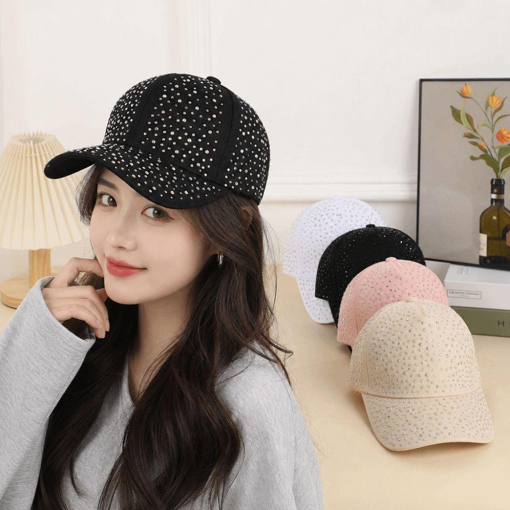 Breathable Baseball Cap Starry Sky Rhinestone Decorated Duck Tongue Hat Sun Protection Hat Unisex