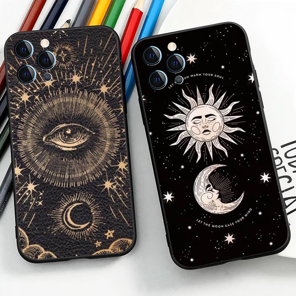 Witches Moon Tarot Mystery Totem For iPhone 17 air 16 15 14 13 12 11 Pro Black Soft Cover Phone Case
