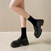 Platform Thick Heel British Style Small Leather Shoes Women's 2025 New Spring and Autumn One-pedal Fairy Style Women's Shoes Jk Single Shoes Black
