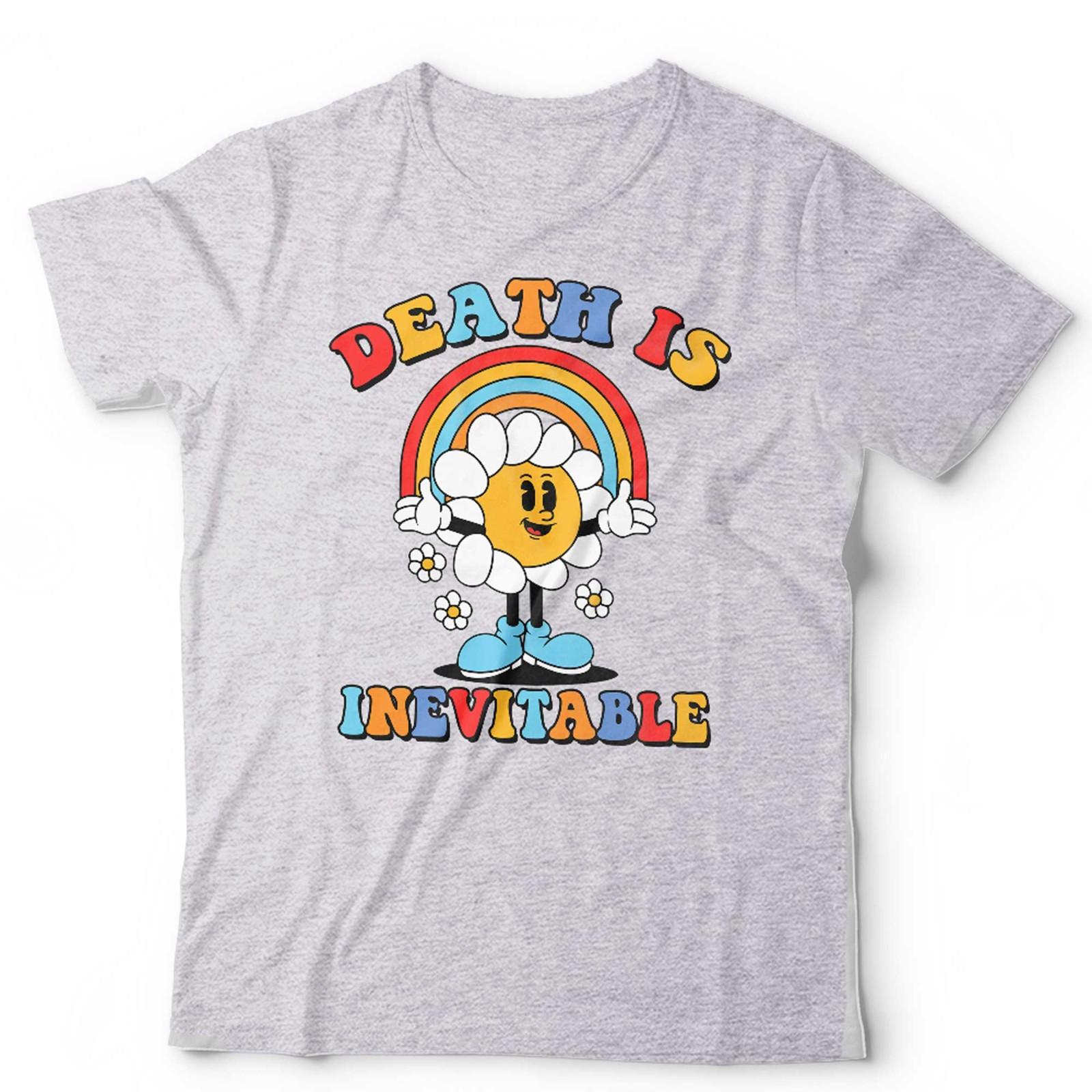 Death Is Inevitable TShirt Unisex Funny Retro Cartoon Sarcastic Introvert Dark S разноцветный