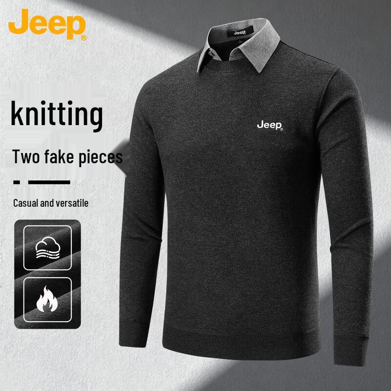 

Jeep Men s Faux Layered Knit Fleece Sweatshirt XL
