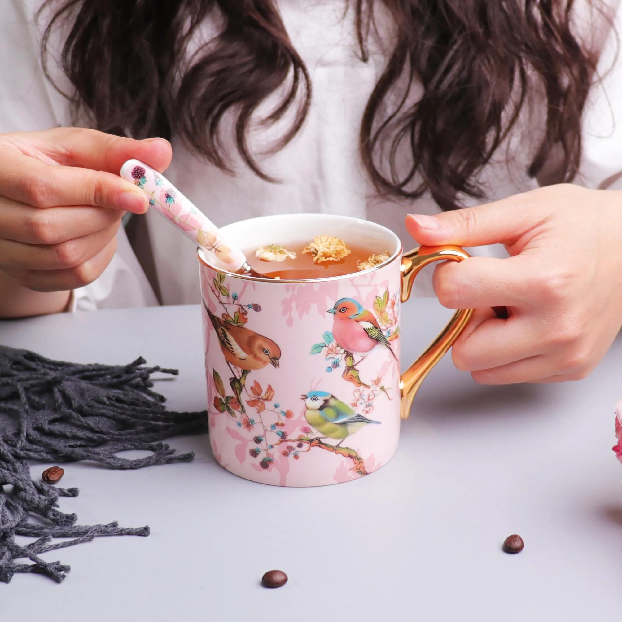 European Ceramic Coffee Cup, Bone China Mug, Couple Drinking Water Cups, Cafe Tea Party, Home Decor 380ml