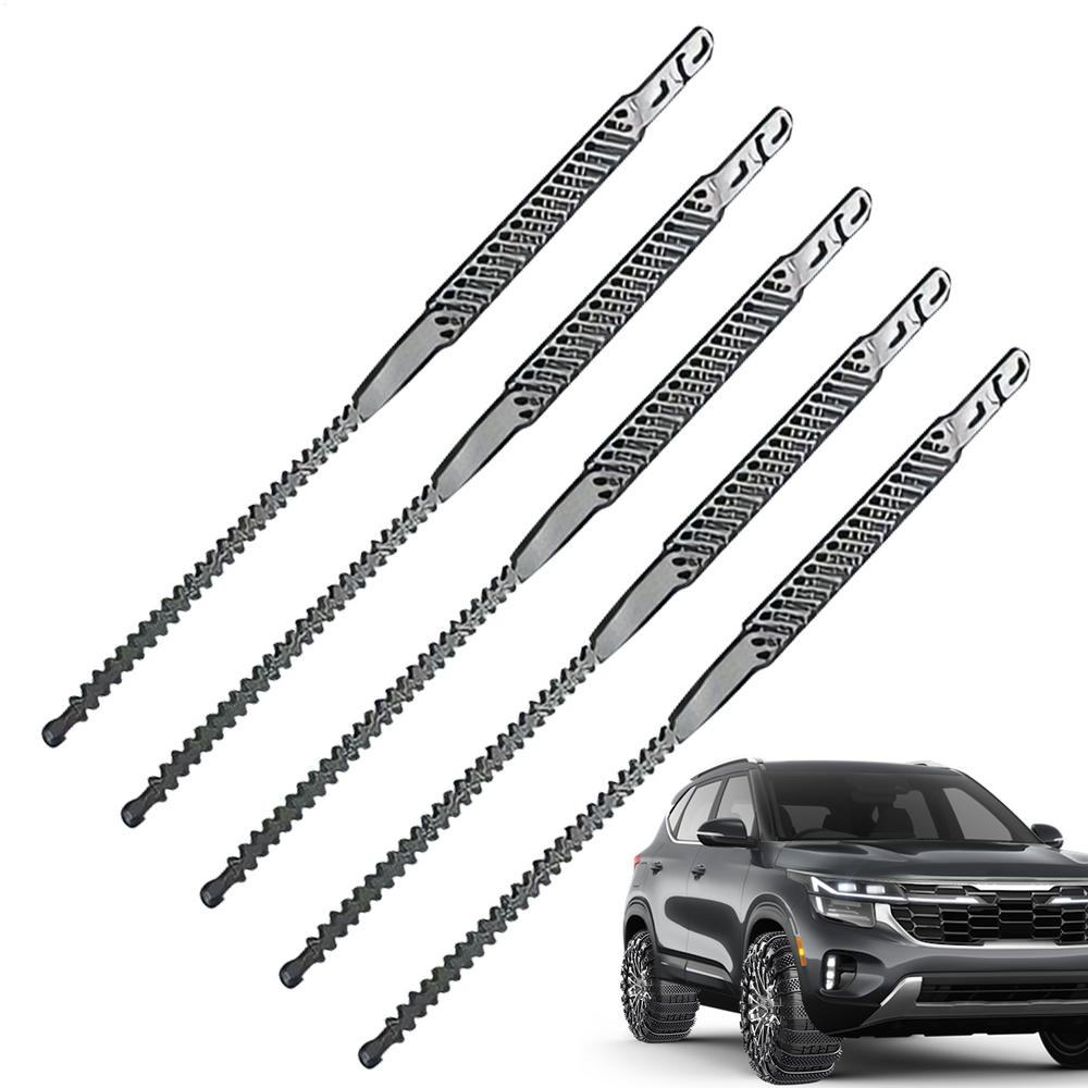 Snow Tire Chains Heavy Duty Anti-Skid Belt 5 Pieces Non-Slip Zip Tie Car Tires Chain For Vehicle Automotive Scooter SUV Sedan