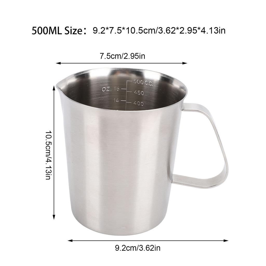 304 Stainless Steel Milk Frother Jug Coffee Milk Frothing Jug Latte Pitcher Measurement Jug Measuring Cup with Markings Spout