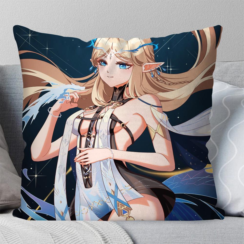 Cartethyia Anime Game W-Wuthering Waves Pillow Case Square Pillow Bedroom Sofa Leisure Comfort Living Room Home Decoration 40X40