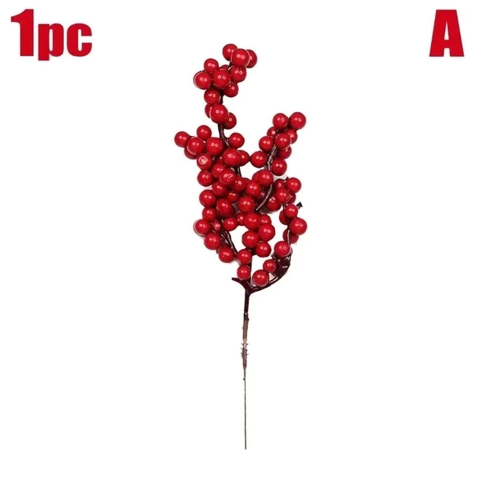 Chinese New Year Red Berries Artificial Branches Holly Berry Stamen Plants Flowers Wreath Ornaments Xmas Tree Party Home Decor