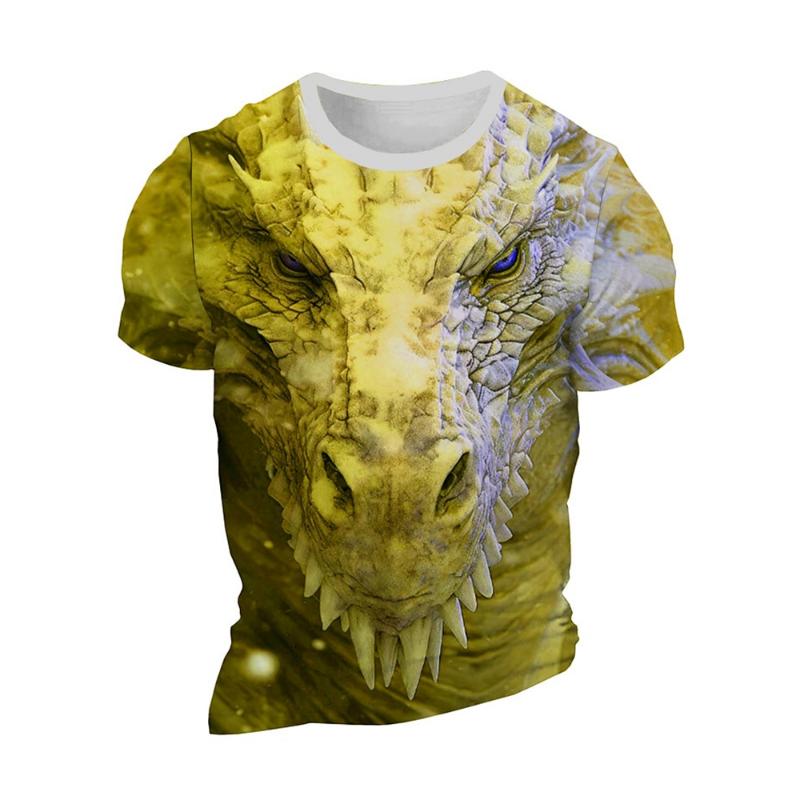 Men's T-shirt 3D dragon print summer daily casual men's street T-shirt short sleeved outdoor sports city fashion men's T-shirt