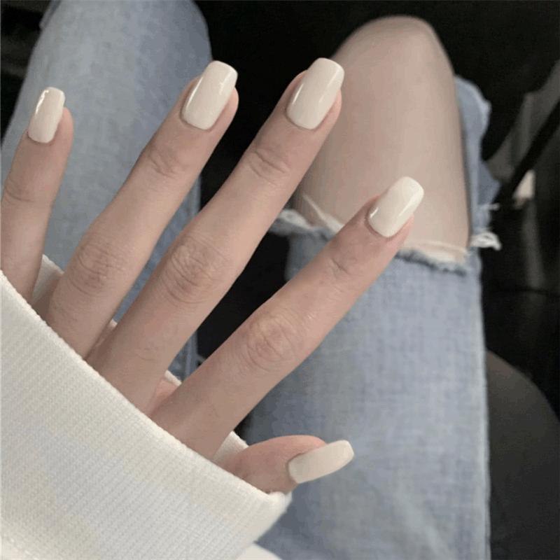 24 Stück Mandel Französische Press-On Nägel Abnehmbar Vollabdeckung Ballerina Falsche Nagelspitzen Für Damen Mädchen