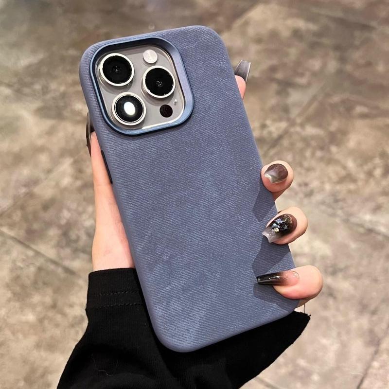 

Подходит для iPhone 16 Чехол для мобильного телефона с узором из микрофибры Магнитная адсорбция Apple 14 Promax Защитный чехол с металлическими кнопками iPhone12promax