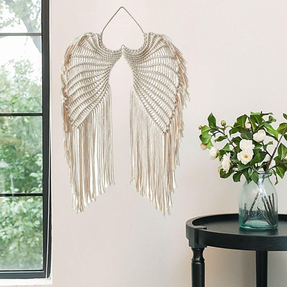 Macrame Wing Tapestry with Tassels Background Wall Decoration Wall Hanging Ornaments  Bedroom