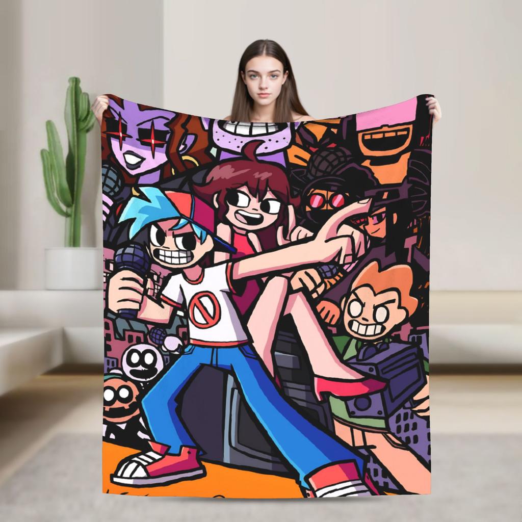 Blanket Decorative FNF Bad Time Trio Friday Night Funkin Throw Blanket  Flannel Bedspread For Home Decor Graphic Sofa Bed Cover