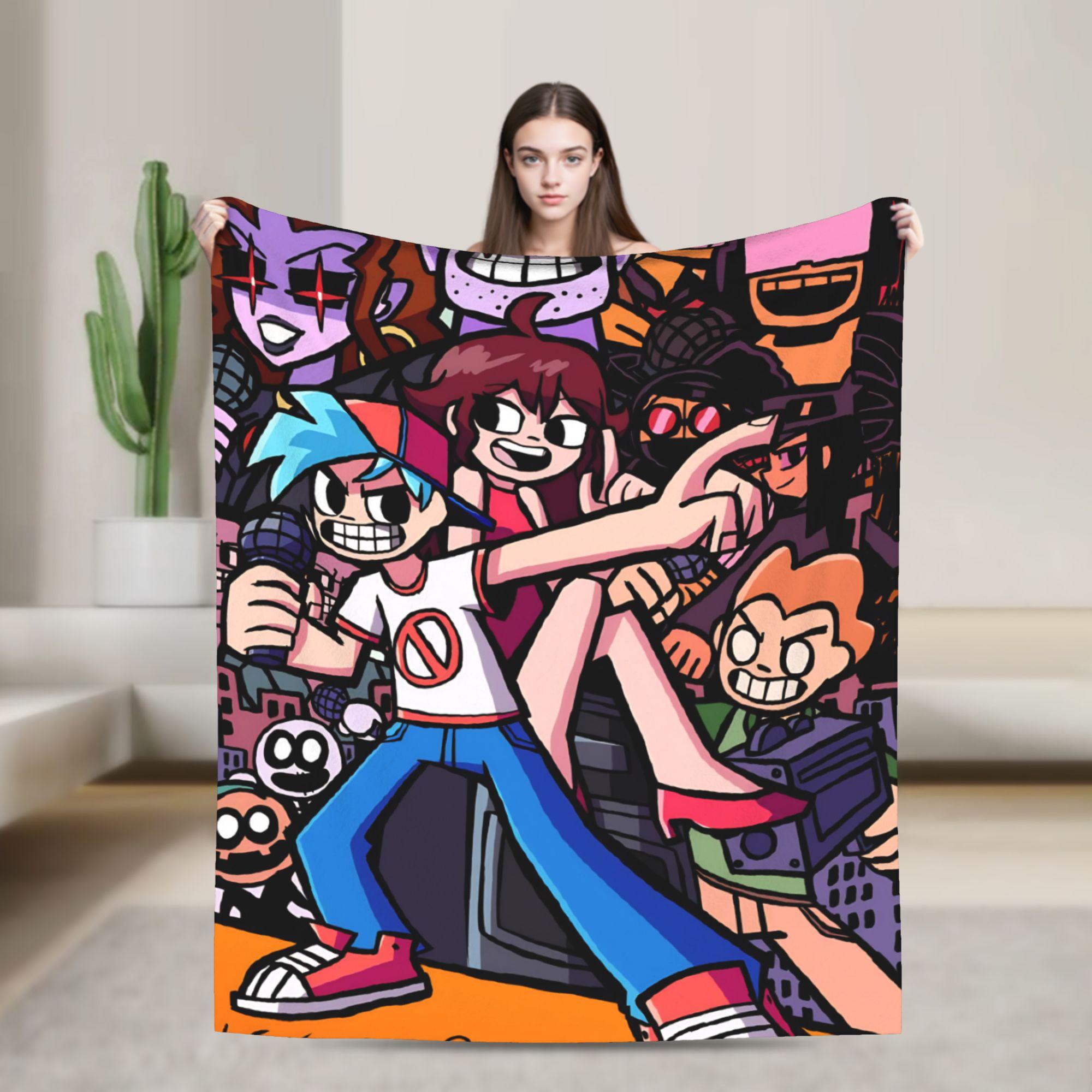 FNF Bad Time Trio Friday Night Funkin Blanket For Couch Chair Sofa Bed Decorative Flannel Bedspread Bed Cover 30x40in