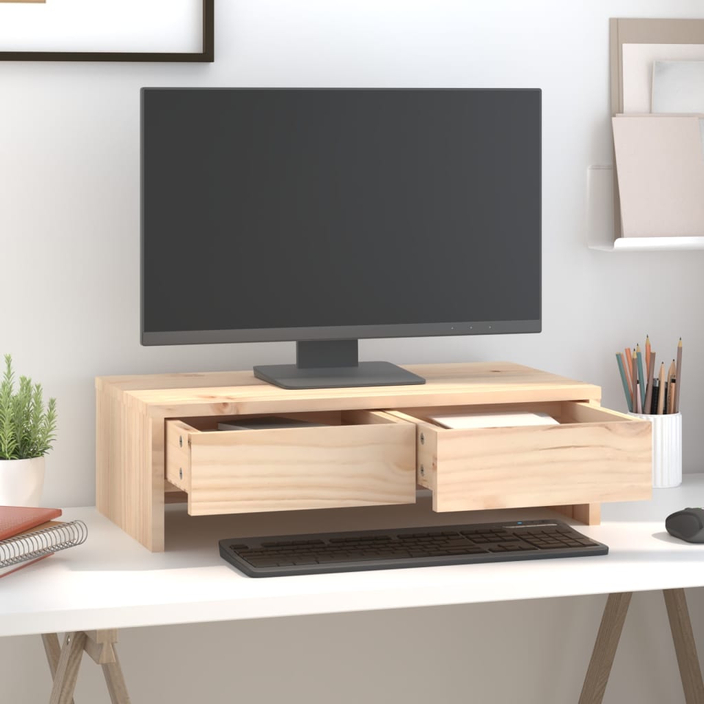 Monitor Stand 50 X 27 X 15 Cm Solid Pine Wood