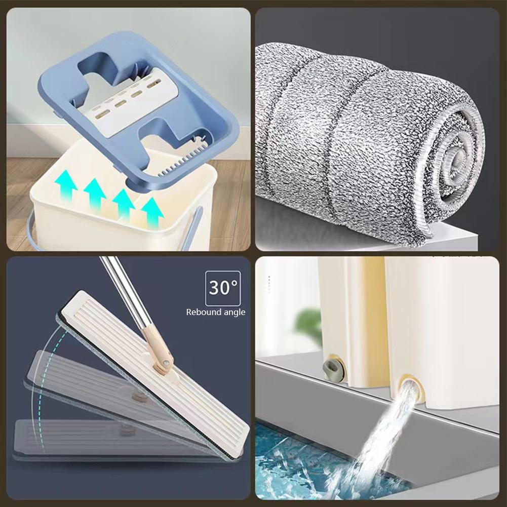 Multipurpose Squeeze Cleaning Mop with Bucket Water Absorption Pad Extended Handle for Bathroom Tile Marble Hardwood Floor Clean