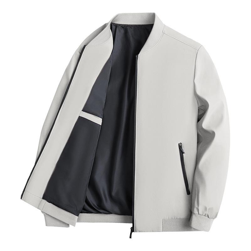 Spring and Autumn Light Jacket Men's Stand-up Collar Light Business Casual Jacket Middle-aged and Elderly Men's Loose Top