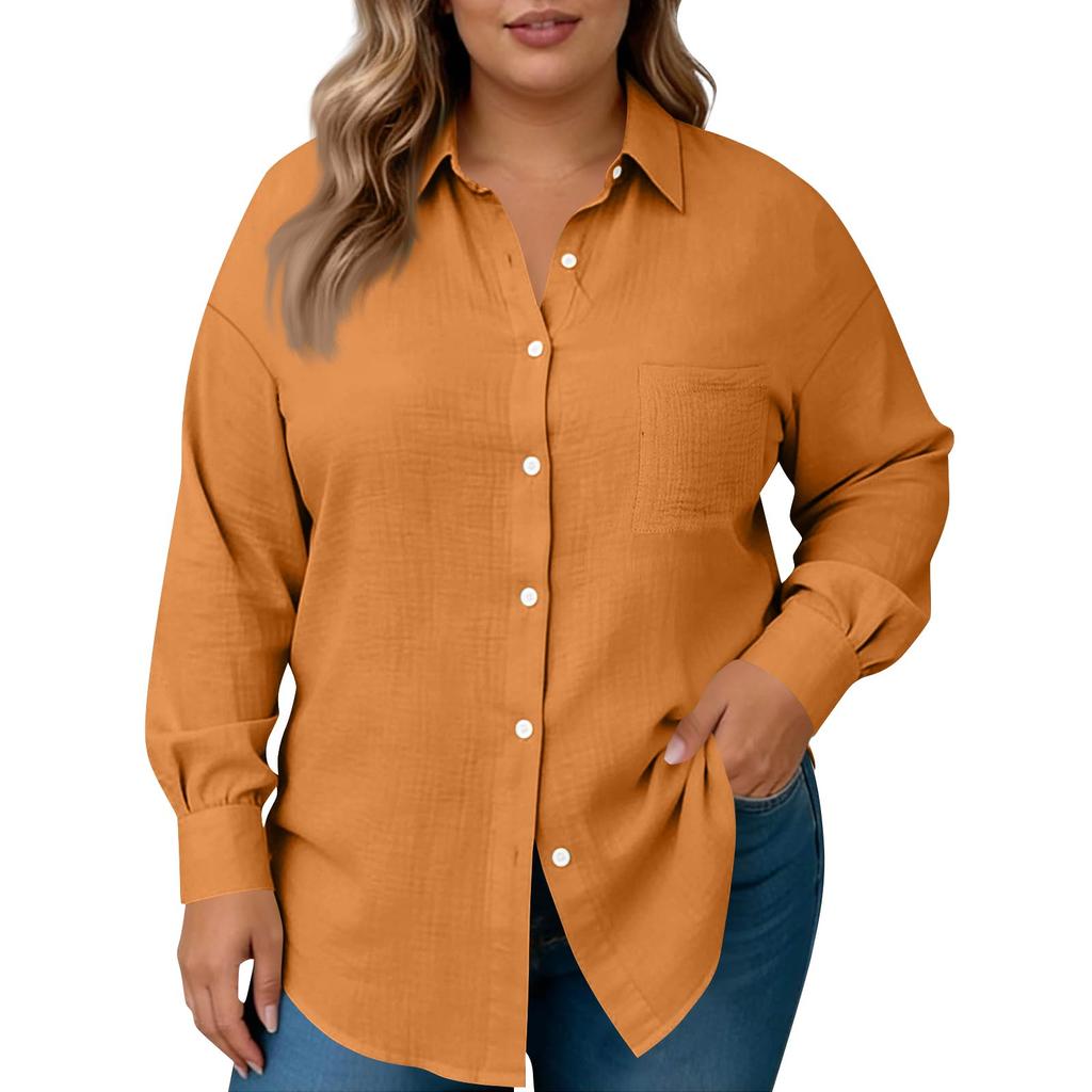 Damesmode Casual Kleur Knoopsluiting Lange Mouwen Shirt Top