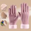 Women's Winter Touchscreen Velvet Gloves - Windproof, Fur-Lined, Ideal for Outdoor Activities and Cycling.