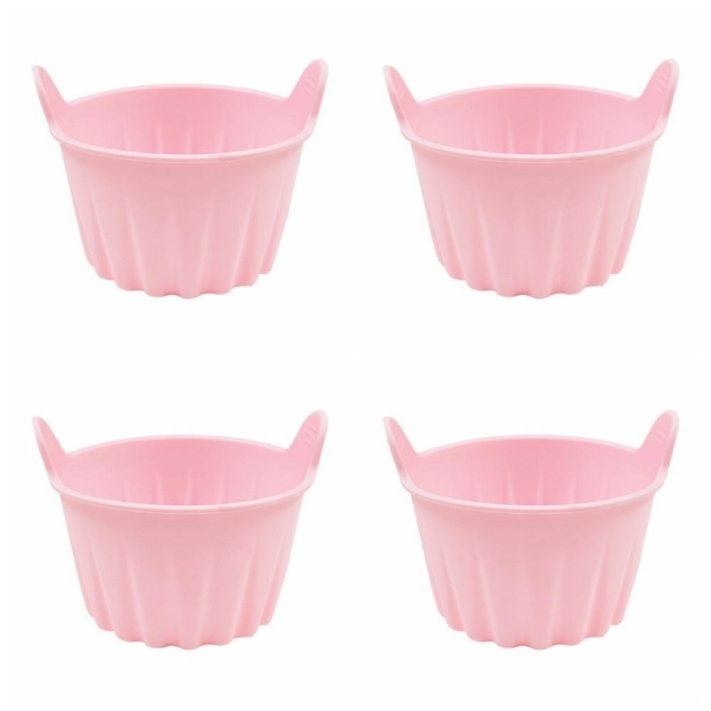 4Pcs Easy-To-Clean Cake Mold High-Temperature Resistant Muffin Cups Bakeware Cake Cup Meal Prep розовый