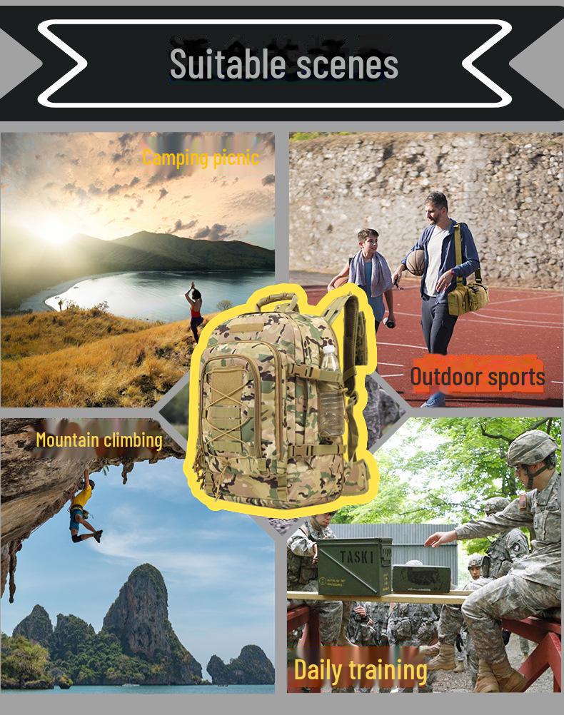Herrarnas 60L Utbyggbara Taktiska Bergsklättringsryggsäck - Andningsbar & Stor Kapacitet