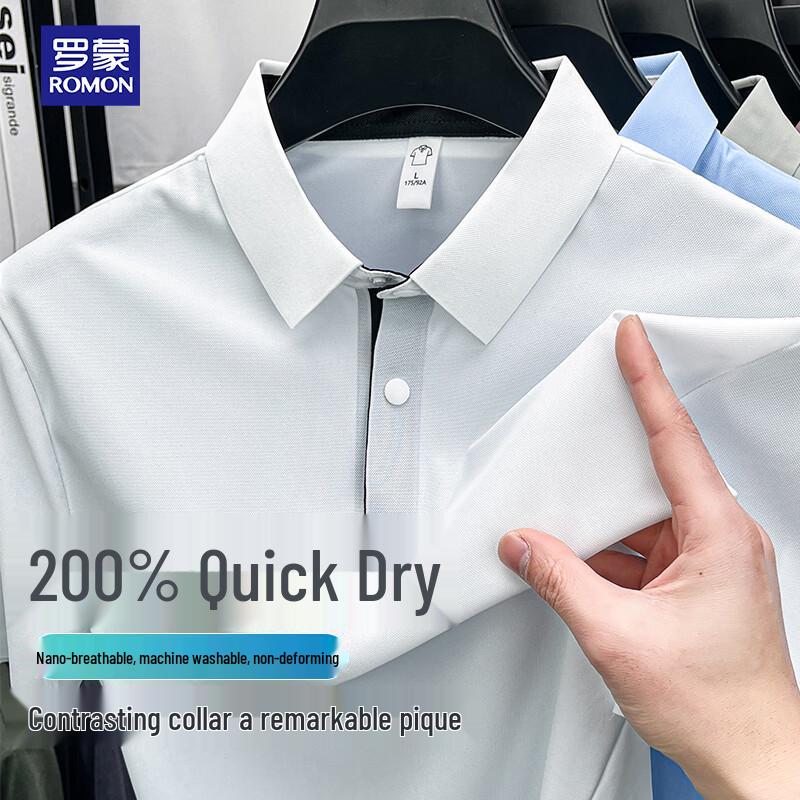 ROMON Men s Business Casual Polo T-shirt M