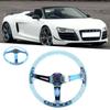 14in Car Steering Wheel Logo Horn Button Accessories Modification Fit for ATV Kart UTVBlue