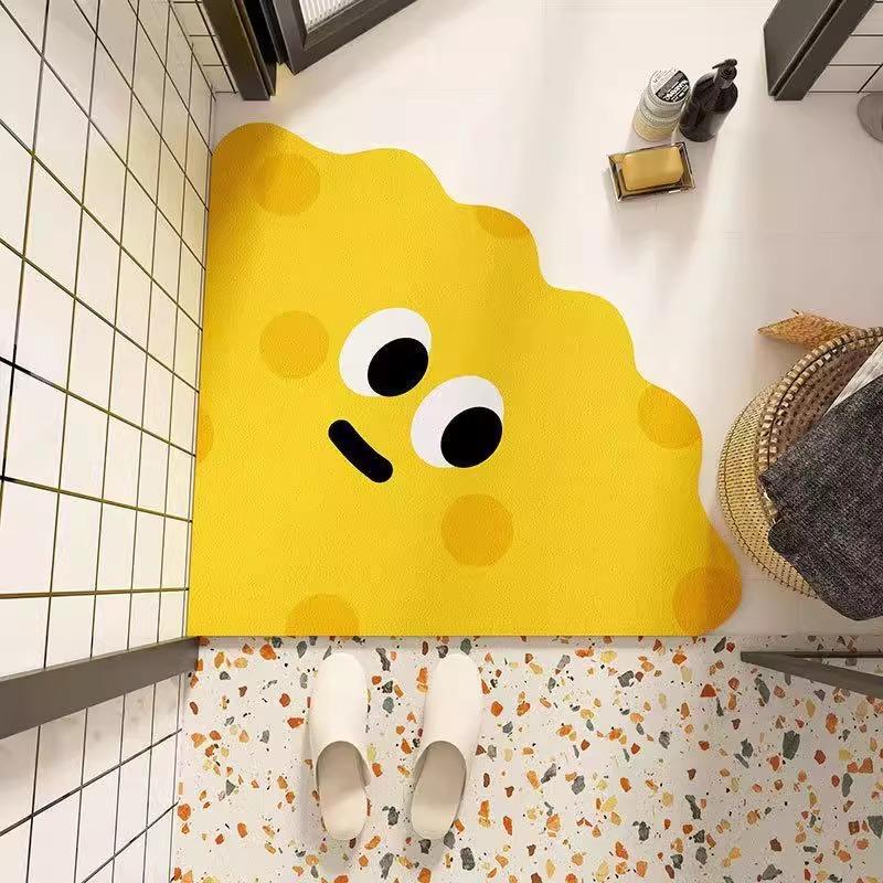 Bathroom fan floor mat cartoon funny soft diatom mud absorbent mat non-slip foot mat toilet quick drying mat household