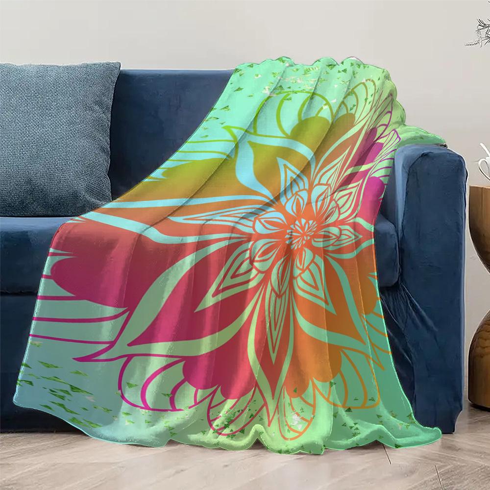 Vibrant Mandala Colorful Throw Blanket Soft Fleece Blanket Decorative Bed Blanket Sofa Cover Gift