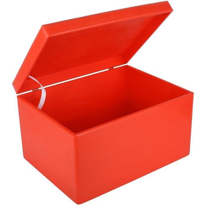 Boîte de rangement - Creative Deco - XXL - Bois massif - Rouge - 40 x 30 x 24 cm