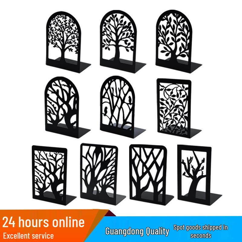Creative Metal Tree of Life L-Shaped Bookends for Office & Home Bookshelf Storage