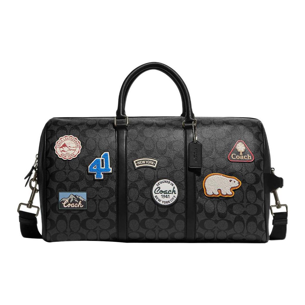 Coach Venturer 45 Classic Monogram Print Zipper Closure Ski Patch Canvas And Leather Crossbody Bag Large Men crossbody bag Black CE553-QBPHT