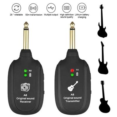 UHF Gitarren-Funksystem Sender Empfänger Eingebaute Batterie 50M Originale Klangübertragungsreichweite Für Gitarre Bass