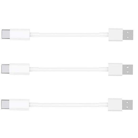 Short Charger Cable iPhone 16 Fast Charging Cord, 3 Pack 8 inch USB A to USB Type C 3.1A Durable Cable for Charging Station PowerBank CarPlay for USB-C (White)