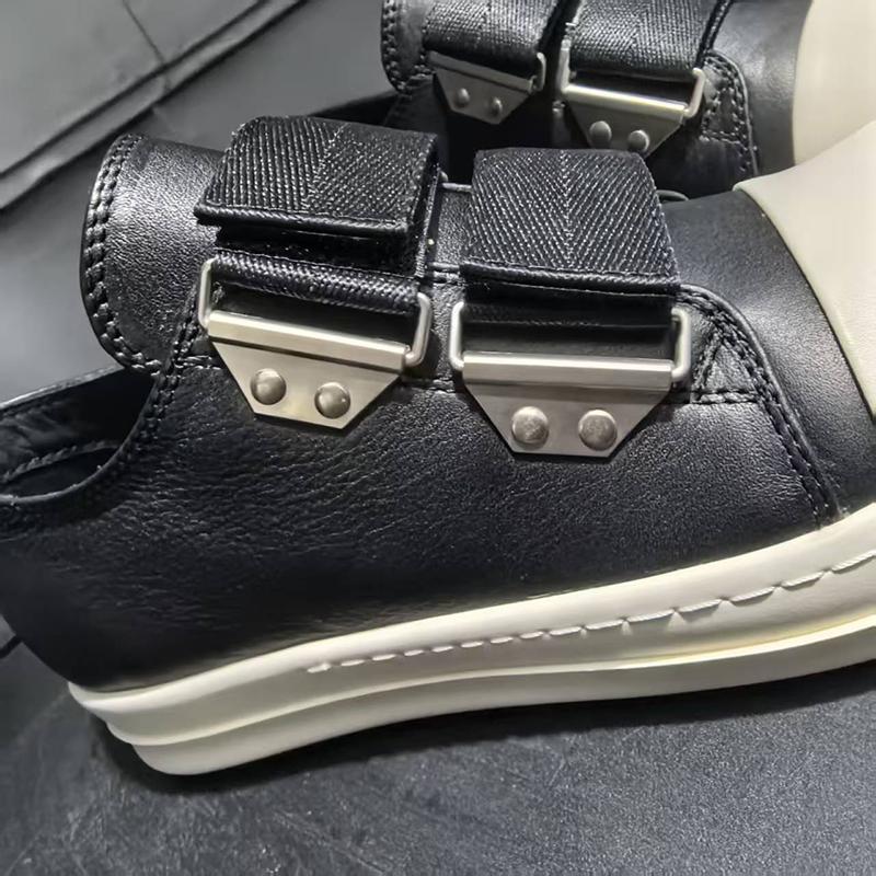 Spring Summer New Arrival Low Top Hook&Loop Couple Style Casual Board Shoes Round Toe Thick Bottom Genuine Leather Sneakers