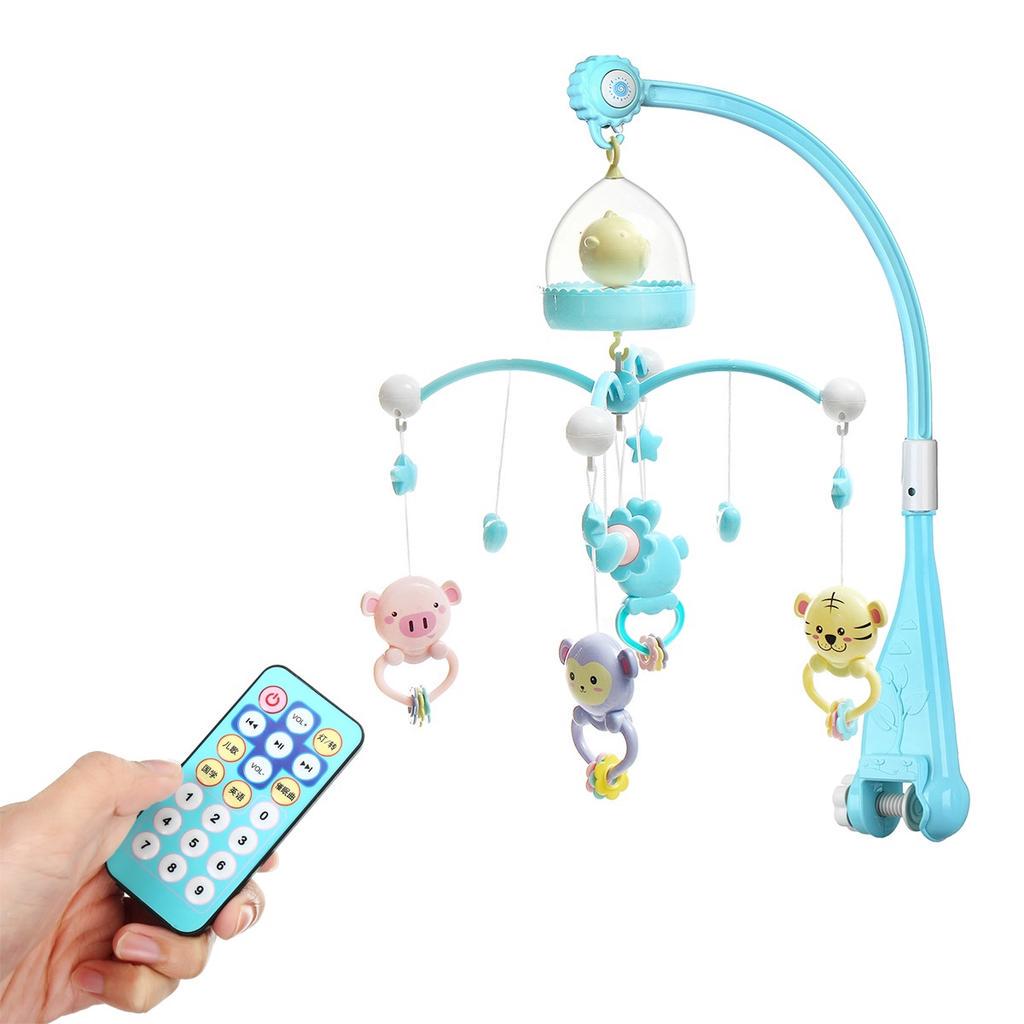 Baby Rattles Crib Mobiles Toy Holder Rotating Mobile Bed Bell Musical Box Projection 0-12 Months
