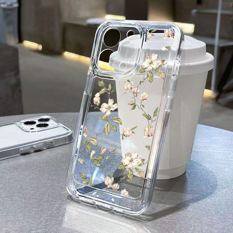 Transparent Small Chrysanthemum Flowers Case For Samsung Galaxy A16 A35 A55 A54 A33 A53 S25 S24 Ultra S23 Plus S22 S21 FE Cover