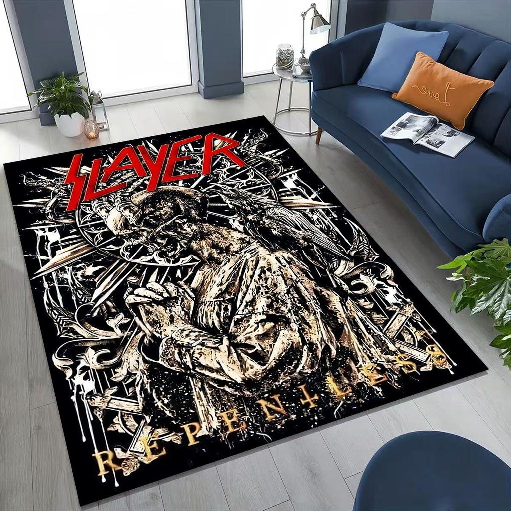 Slayer Heavy Metal Rock Band Skull Art Carpet Rug for Bedroom Living Room Sofa Home Doormat Decor,Large Non-slip Floor Mat