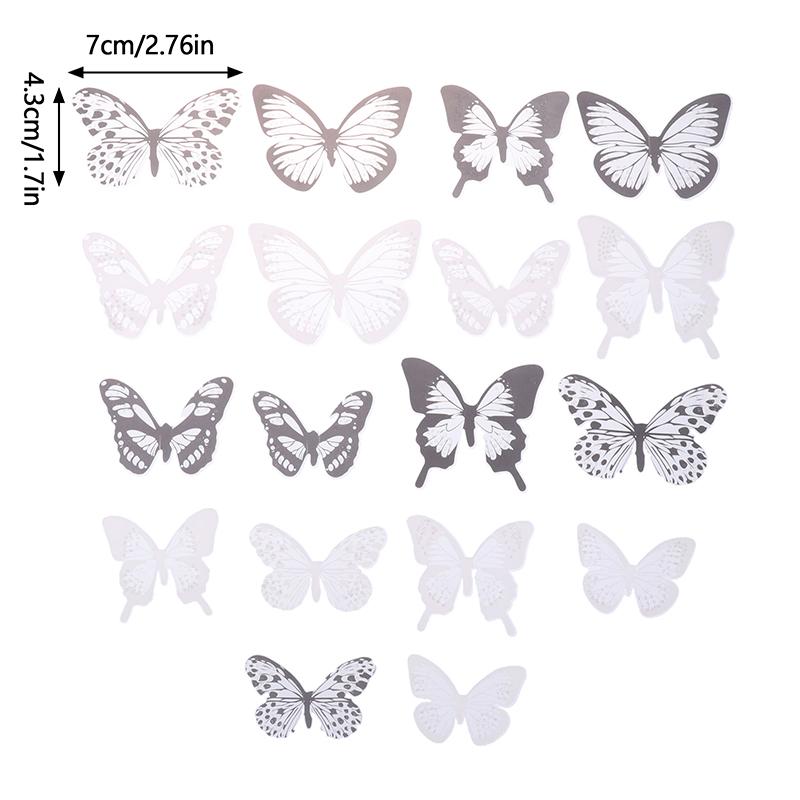 18Pcs/Set 3D Hollow Butterfly Wall Sticker Black&White Wedding Decoration Living Room Home Decor Butterflies Decal Stickers