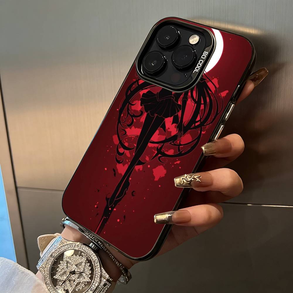 Sailor M-Moon-Usagi Tsukino For iPhone 17 16 15 14 13 12 11 Pro Max XS 17 Air Silicone Colored Silver Bumper Cover