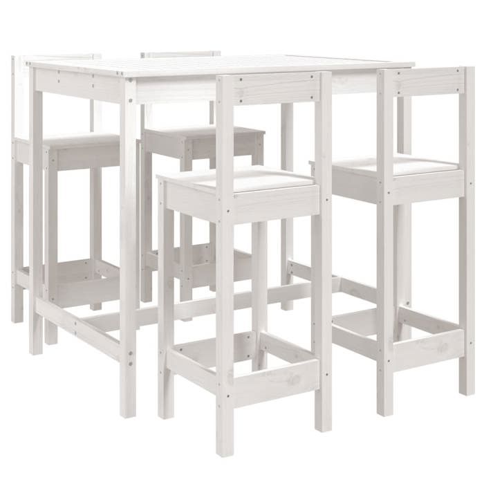 VidaXL Garden Bar Set 5 Pcs White Solid Pine Wood, Bar Set, Furniture Set, Bar Set 3154751