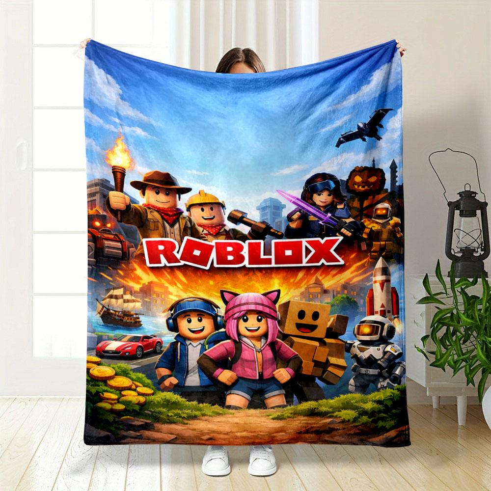 Roblox Adventure Game Art Patterned blanket, flannel, suitable for all seasons, home decor, warm and cozy
