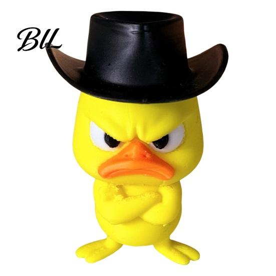 Trendy Room Decor Angry Duck Desk Figurine, 3D Printed Yellow Office Decoration with Cowboy Table Ornaments Hat, Little Animal Ornament for
