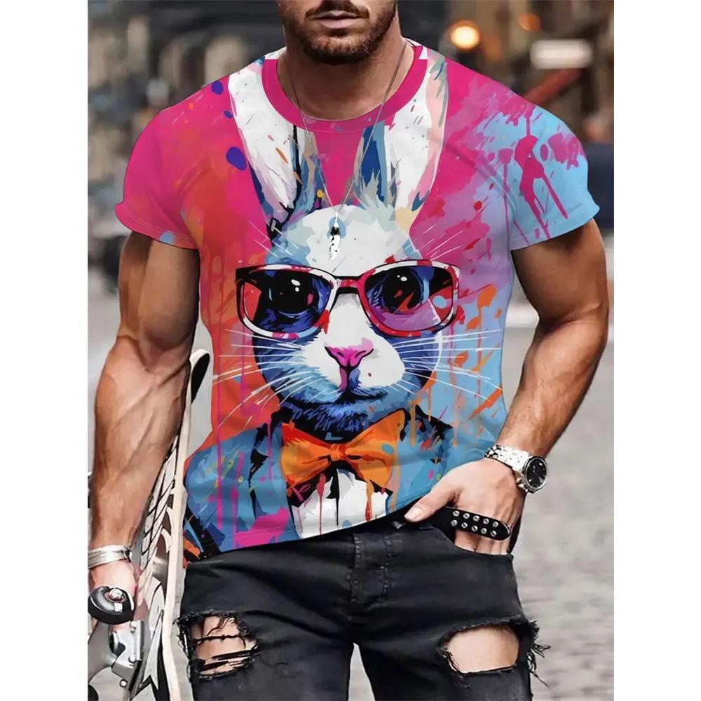Summer Mens T-shirt Creative 3D Printed Short Sleeved T-shirt Fashionable Comfortable Soft Breathable Large Loose T-shirt