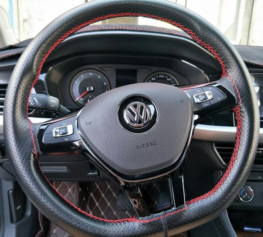 DIY PU Leather Auto Car Steering Wheel Cover Hand Sewing Hand-stitched With Thread Needle 38cm Breathable Steering Wheel Covers