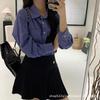 Women's Long-Sleeve Plaid Korean Style Loose Casual Shirt Jacket