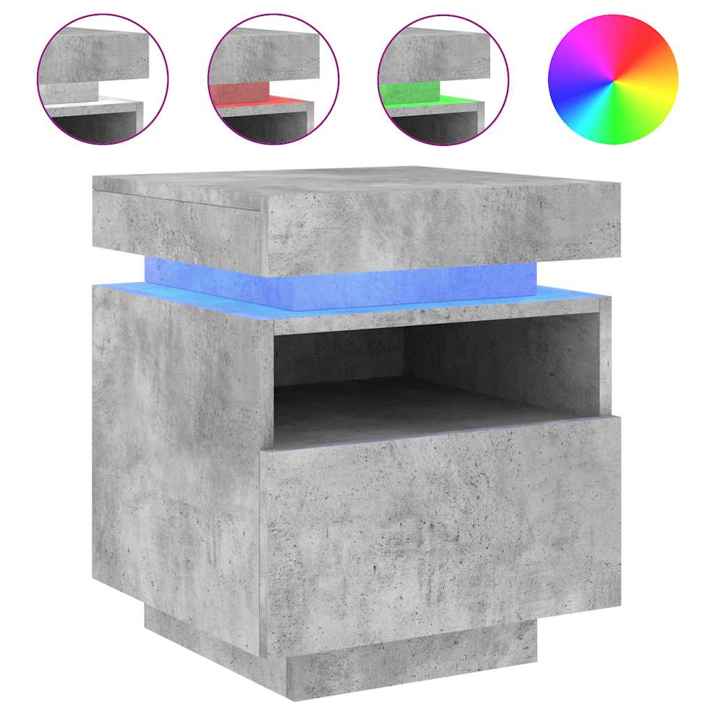 Vidaxl LED Nightstand, Concrete Grey, 40X39X48.5 Cm