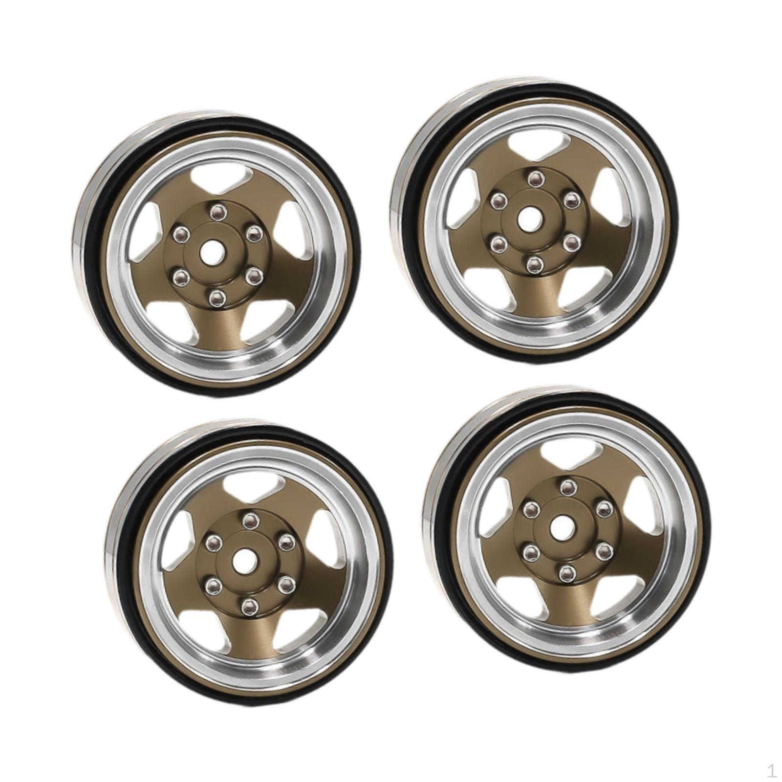 

4 Pieces 1.3 Inch Beadlock Wheel Hubs, Width 1.5 Cm, Metal Outer Diameter 3.7 Cm for -18 1: 18 RC Bronze Color