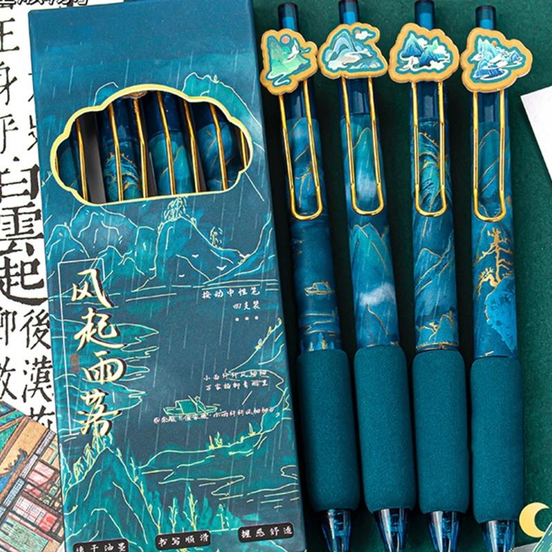 4 Stück Einziehbarer Gelstift mit Metall-Stiftclip Schnelltrocknend Nachfüllbar Journaling-Stift zum Schreiben Notizen machen 0,5 mm Spitze